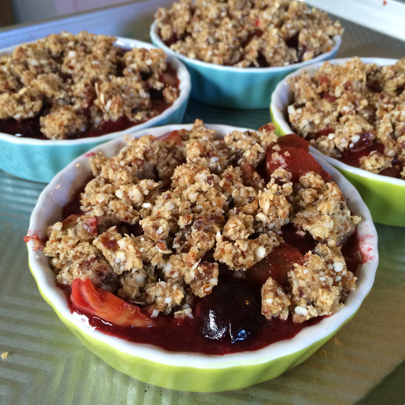 GF/DF Cherry Rhubarb Crumble {wholly rooted}