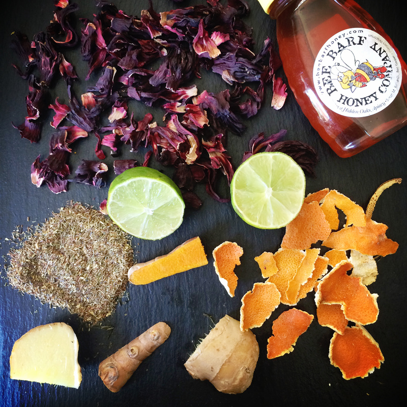 agua de Jamaica with turmeric tea ingredients {wholly rooted}