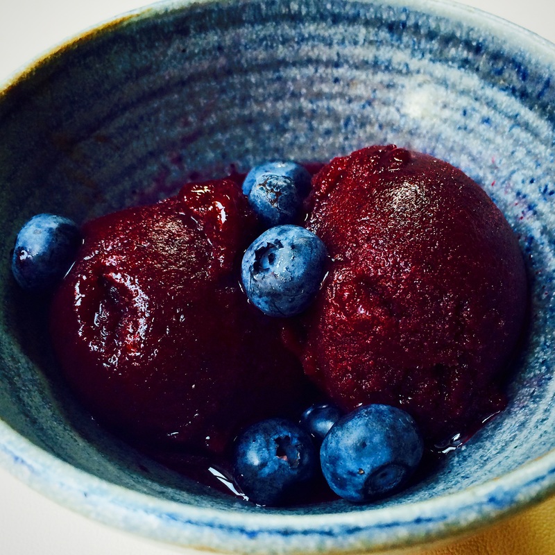 coconut water-blueberry sorbet {wholly rooted}