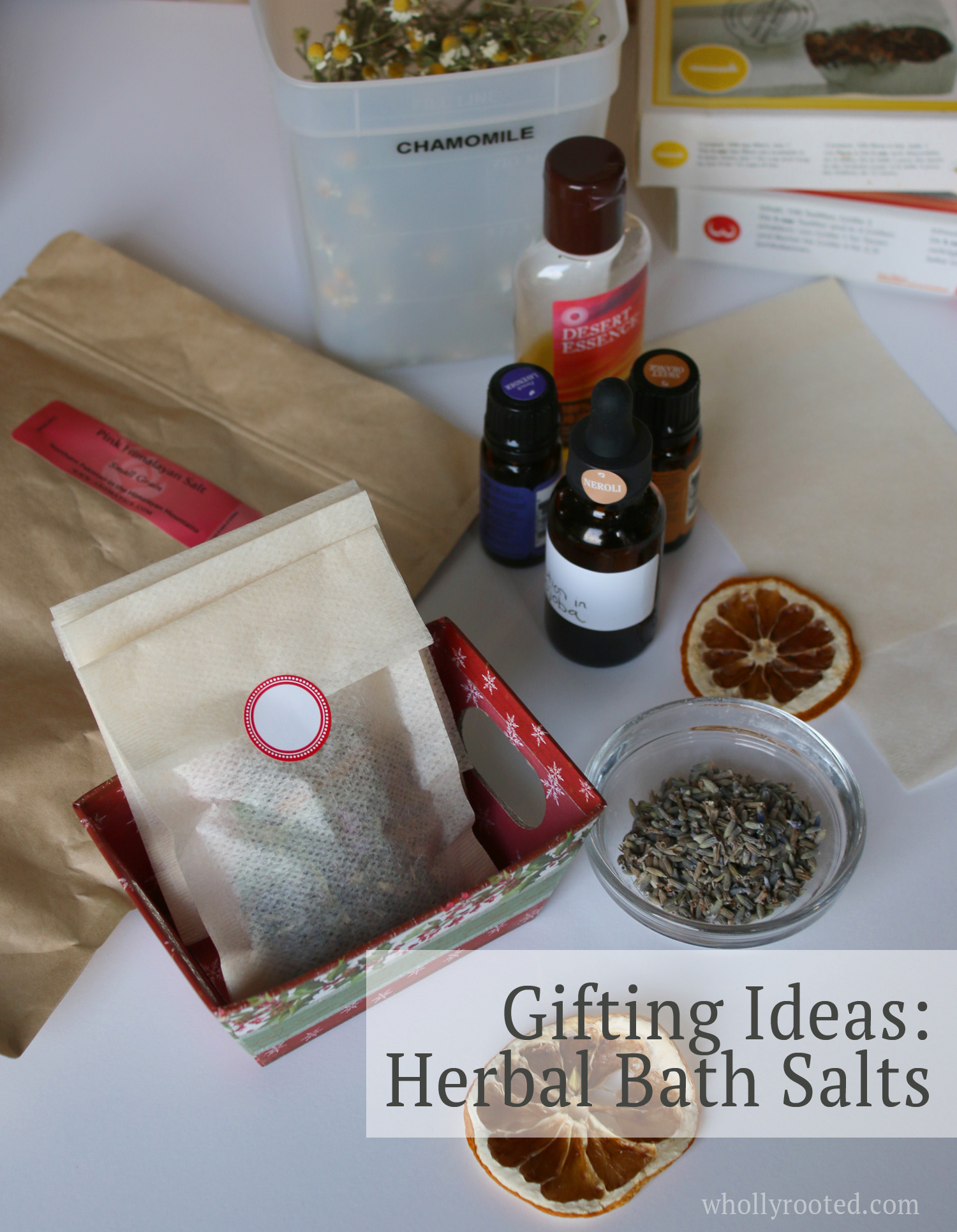 Gifting Ideas: How to make Herbal Bath Salts @ WhollyRooted.com